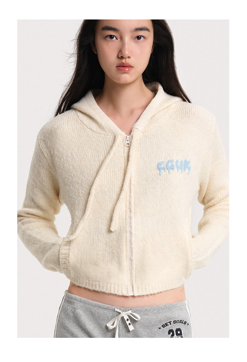 SOFT CASUAL HOODED KNIT CARDIGAN