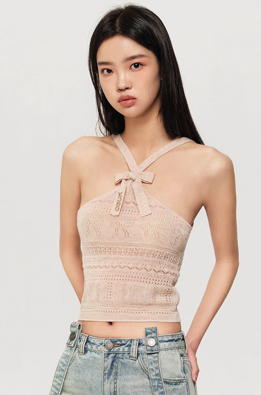 RIBBON CROCHET 100% SHEEP WOOL CAMISOLE
