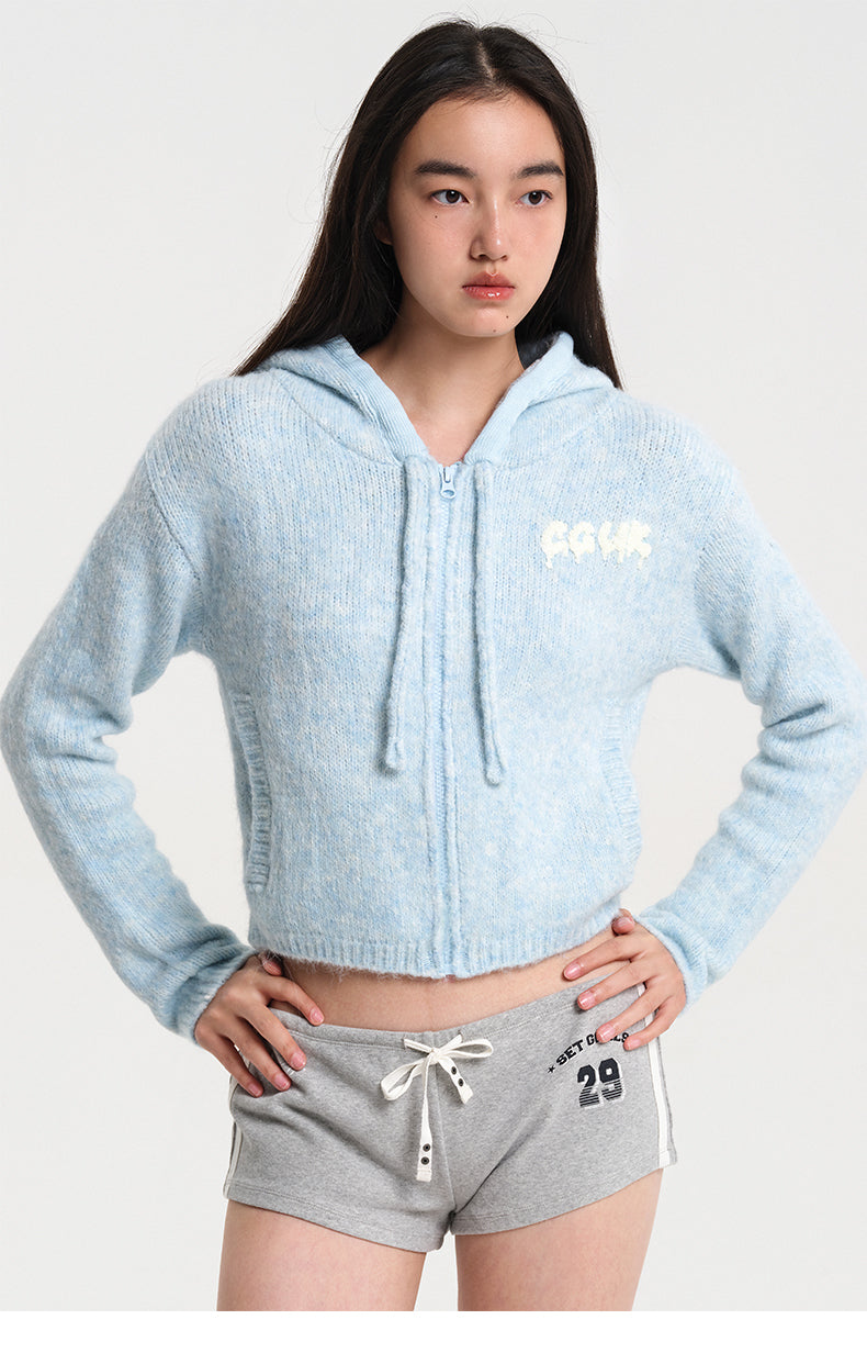 SOFT CASUAL HOODED KNIT CARDIGAN