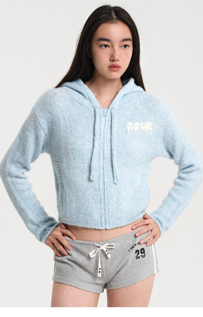 SOFT CASUAL HOODED KNIT CARDIGAN