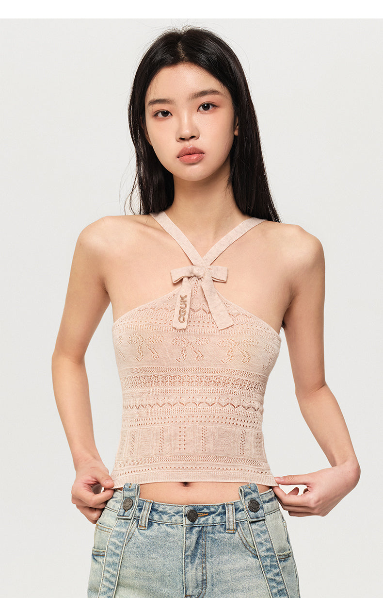 RIBBON CROCHET 100% SHEEP WOOL CAMISOLE