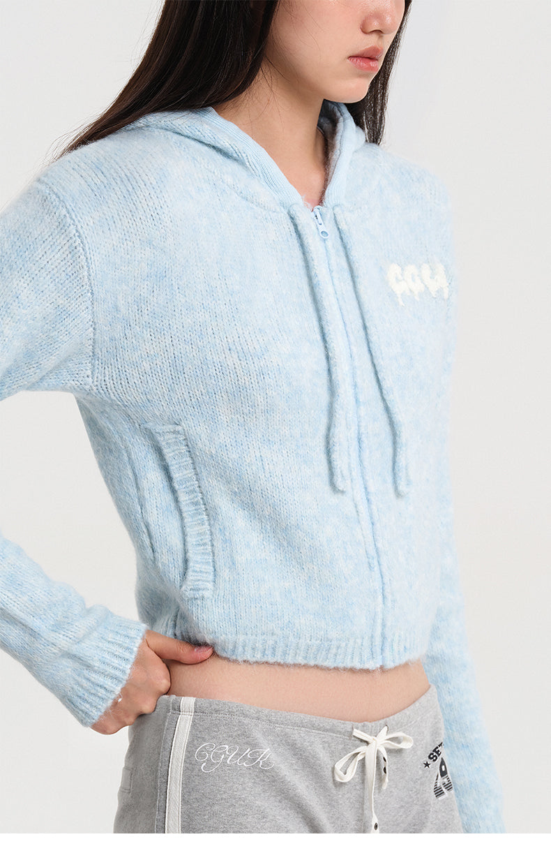 SOFT CASUAL HOODED KNIT CARDIGAN