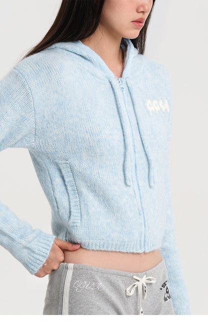 SOFT CASUAL HOODED KNIT CARDIGAN