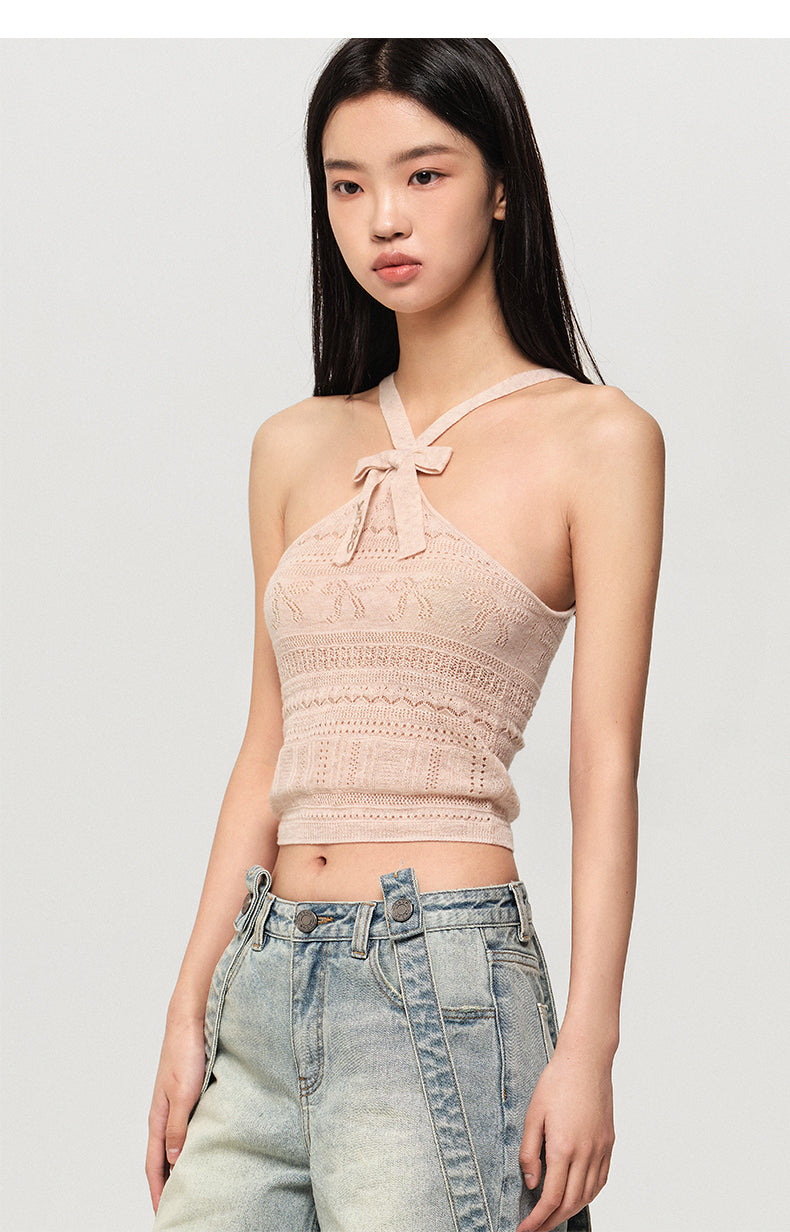 RIBBON CROCHET 100% SHEEP WOOL CAMISOLE