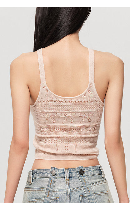 RIBBON CROCHET 100% SHEEP WOOL CAMISOLE