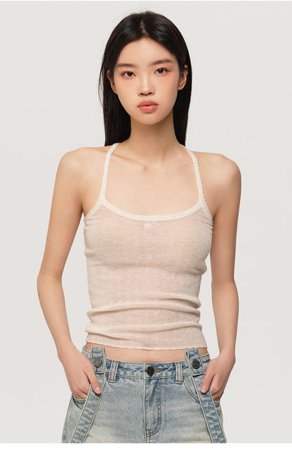 LACE-UP 100% WOOL SLIM FIT CAMISOLE