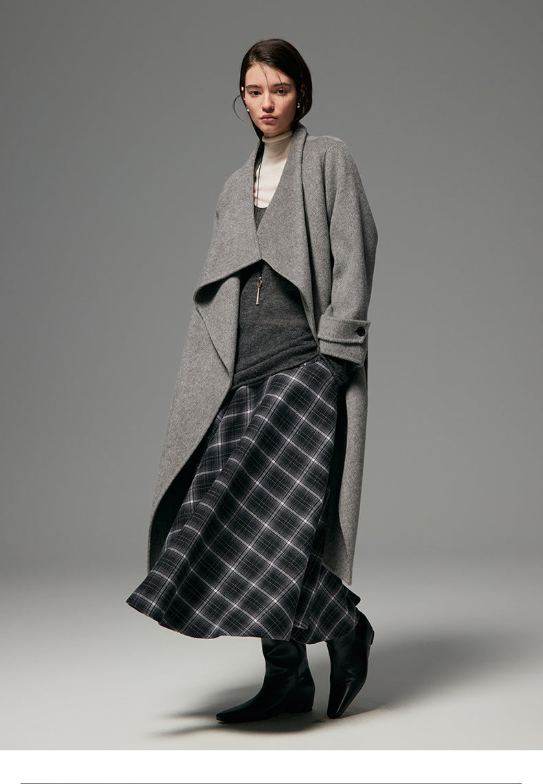 INTELLECTUAL SCARF COLLAR WOOL COAT
