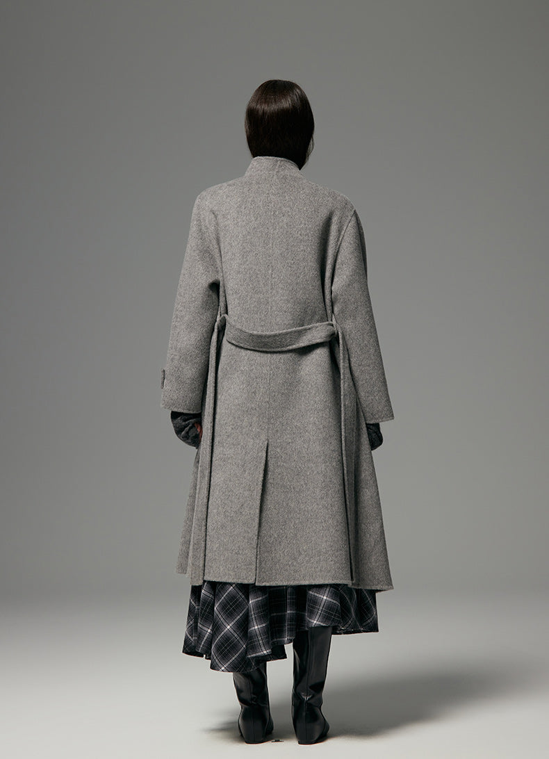 INTELLECTUAL SCARF COLLAR WOOL COAT