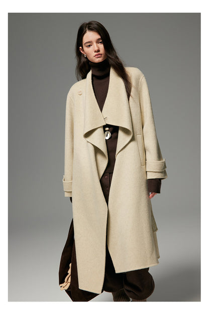 INTELLECTUAL SCARF COLLAR WOOL COAT