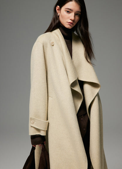 INTELLECTUAL SCARF COLLAR WOOL COAT