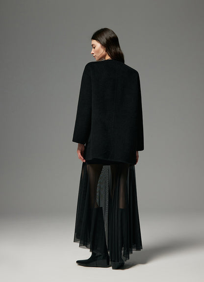 WOOL SCARF-SET CROPPED COAT