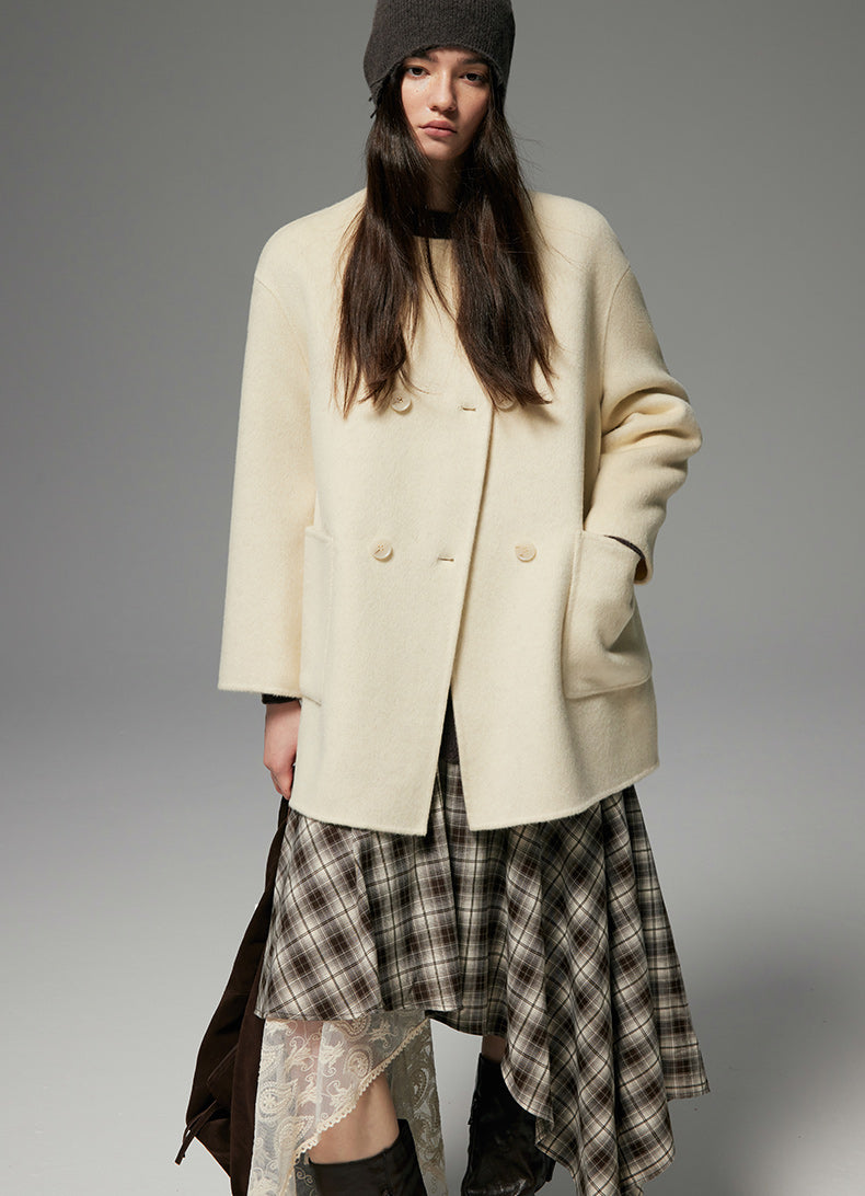 WOOL SCARF-SET CROPPED COAT