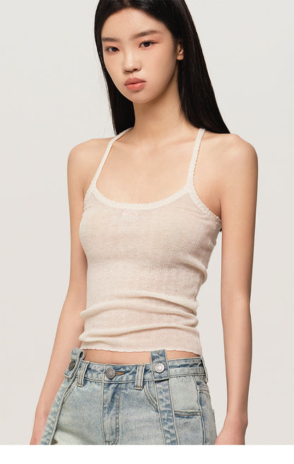 LACE-UP 100% WOOL SLIM FIT CAMISOLE