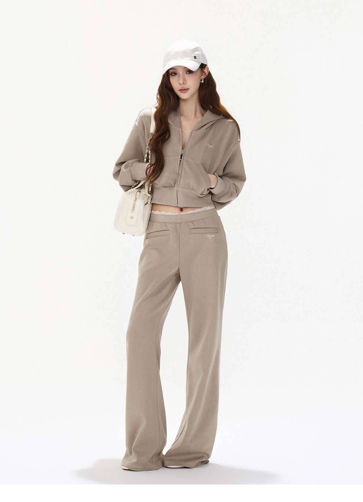 DUSTY SAND CROPPED HOODIE SET