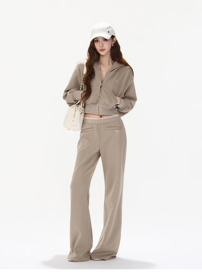 DUSTY SAND CROPPED HOODIE SET