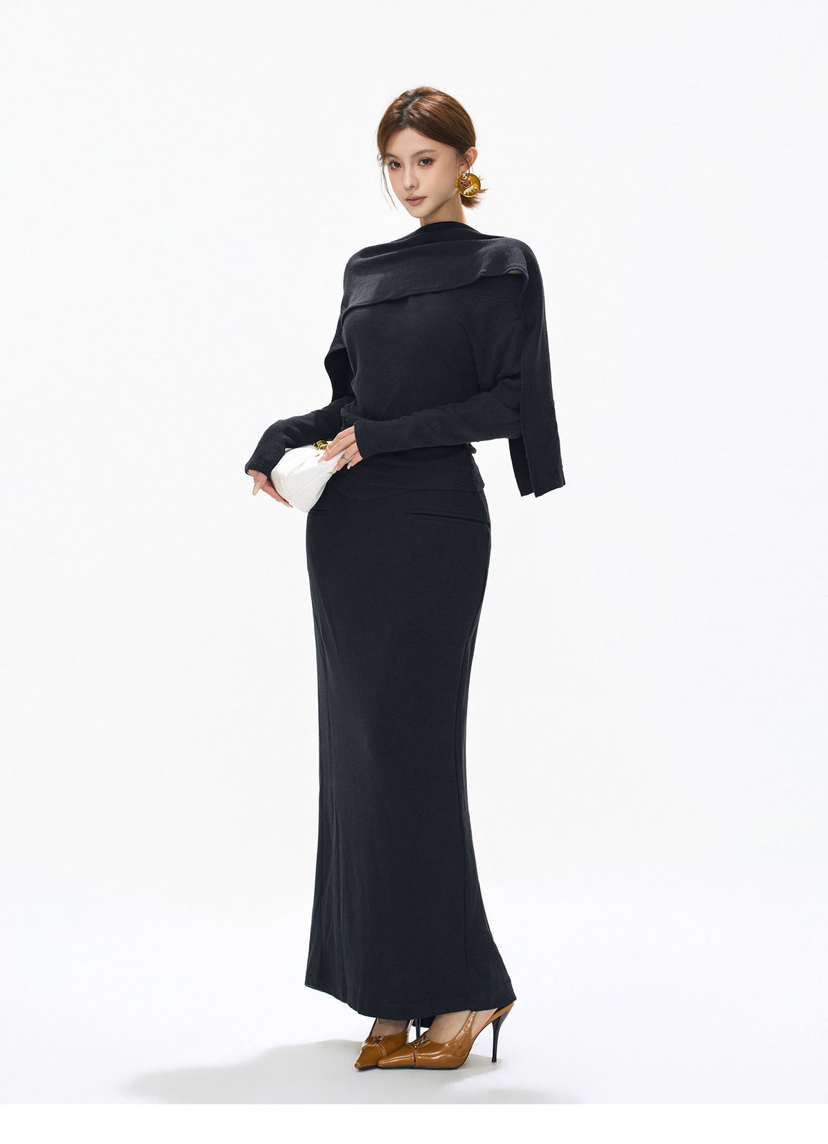CHANEL STYLE KNIT TWO-PIECE DRESS