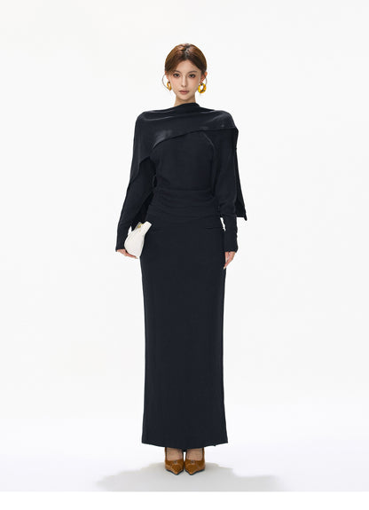CHANEL STYLE KNIT TWO-PIECE DRESS