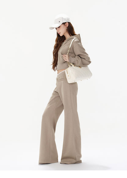 DUSTY SAND CROPPED HOODIE SET