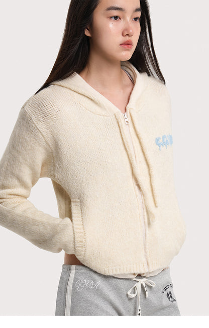 SOFT CASUAL HOODED KNIT CARDIGAN