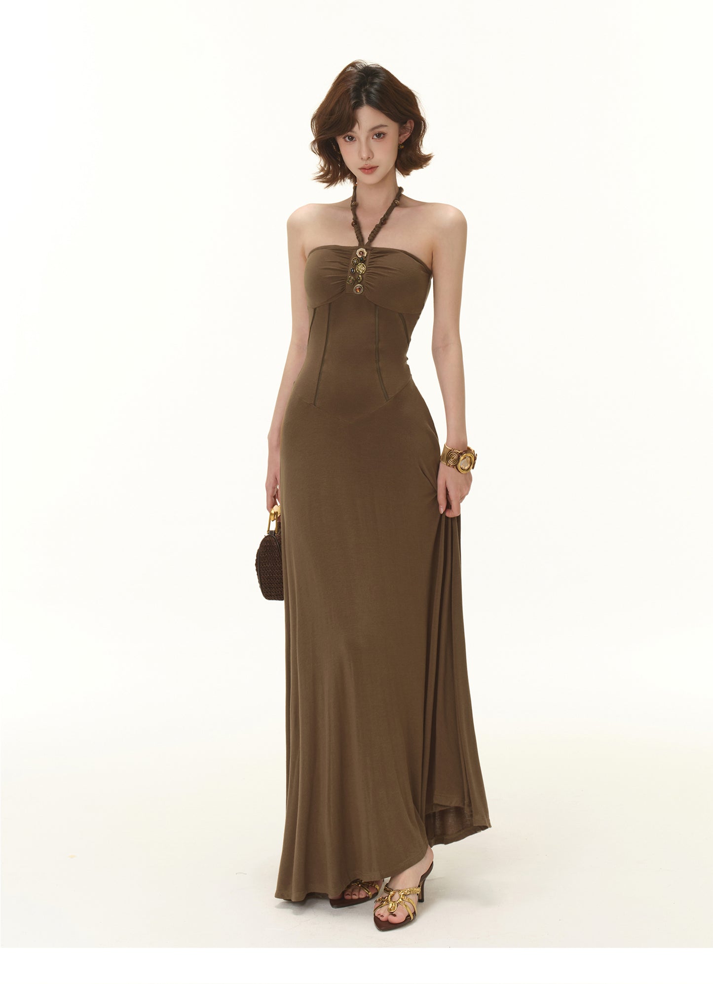 MODERN TUBE TOP HERRINGBONE WAIST DRESS