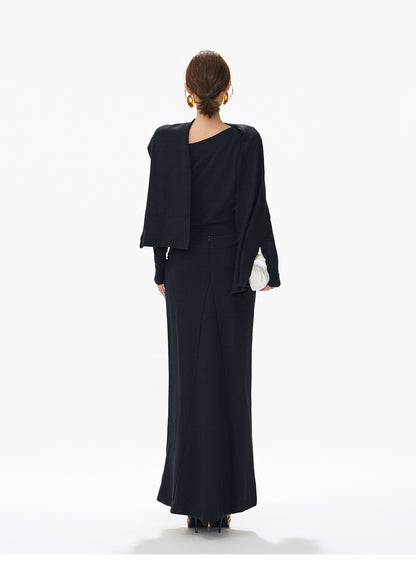 CHANEL STYLE KNIT TWO-PIECE DRESS
