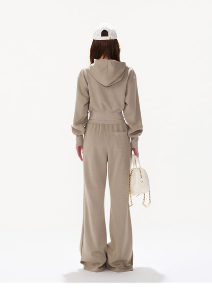 DUSTY SAND CROPPED HOODIE SET