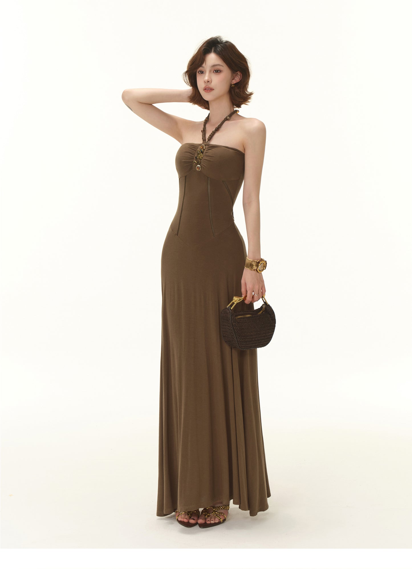 MODERN TUBE TOP HERRINGBONE WAIST DRESS
