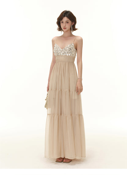FRENCH LIGHT LUXURY SEQUINED BEADED DRESS