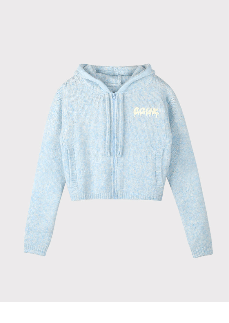 SOFT CASUAL HOODED KNIT CARDIGAN