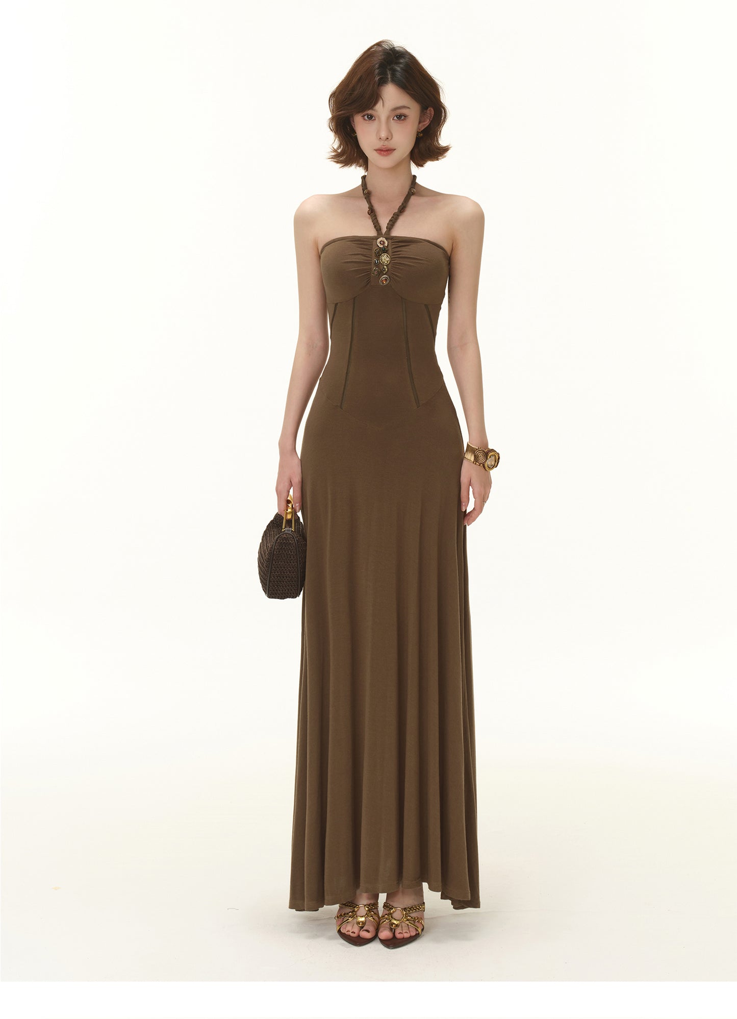 MODERN TUBE TOP HERRINGBONE WAIST DRESS