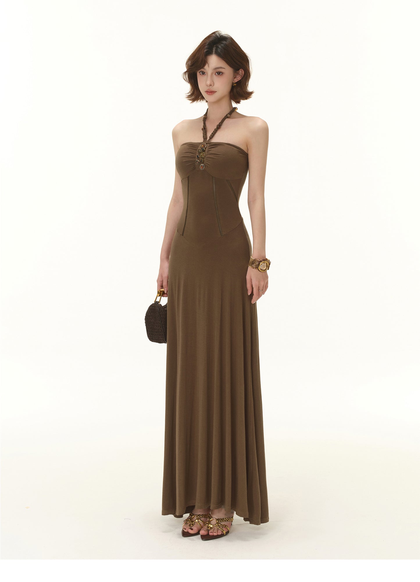 MODERN TUBE TOP HERRINGBONE WAIST DRESS
