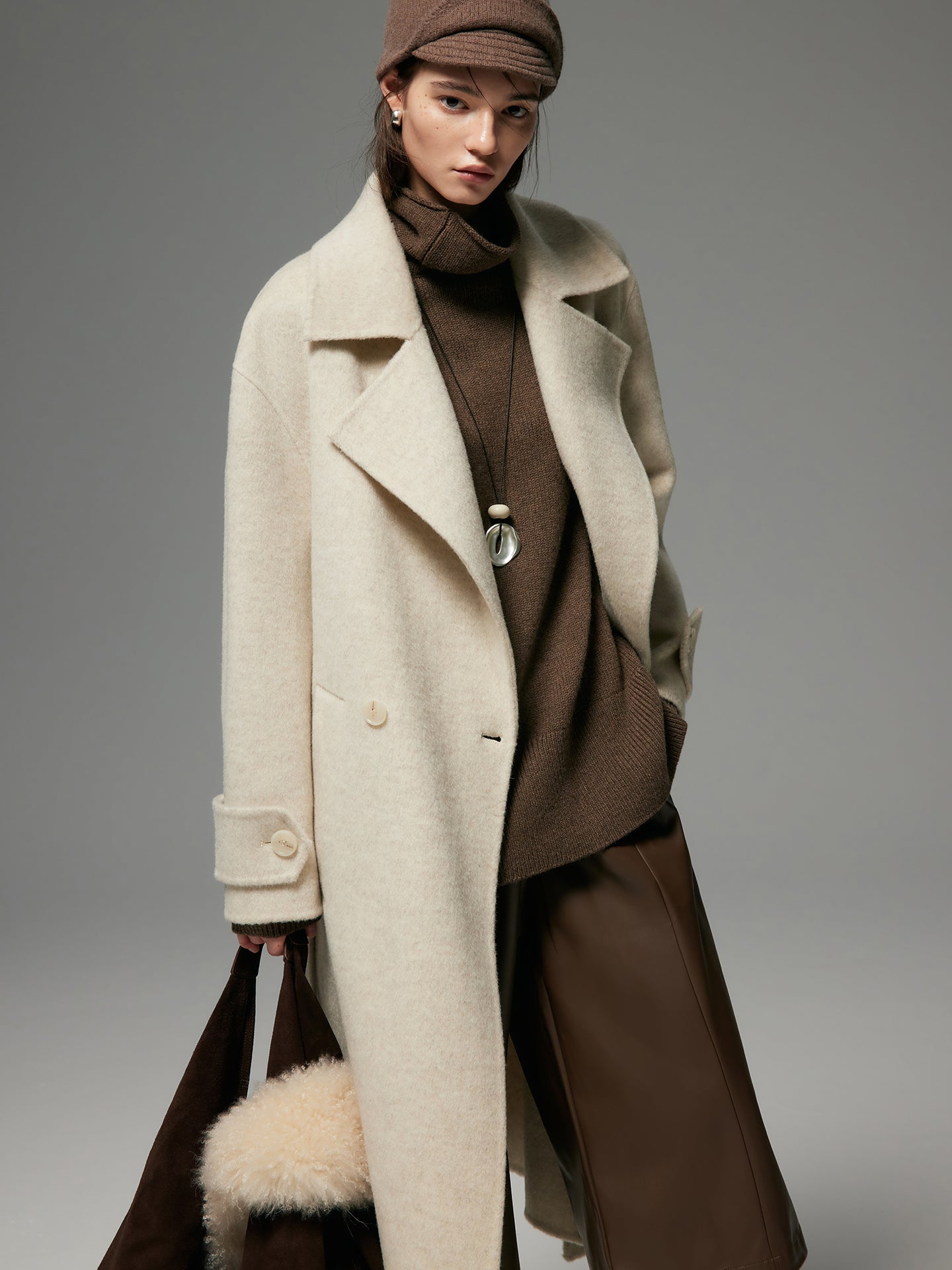 COUTURE MAXI LAPEL WOOL COAT