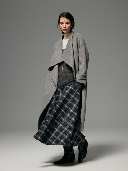 INTELLECTUAL SCARF COLLAR WOOL COAT