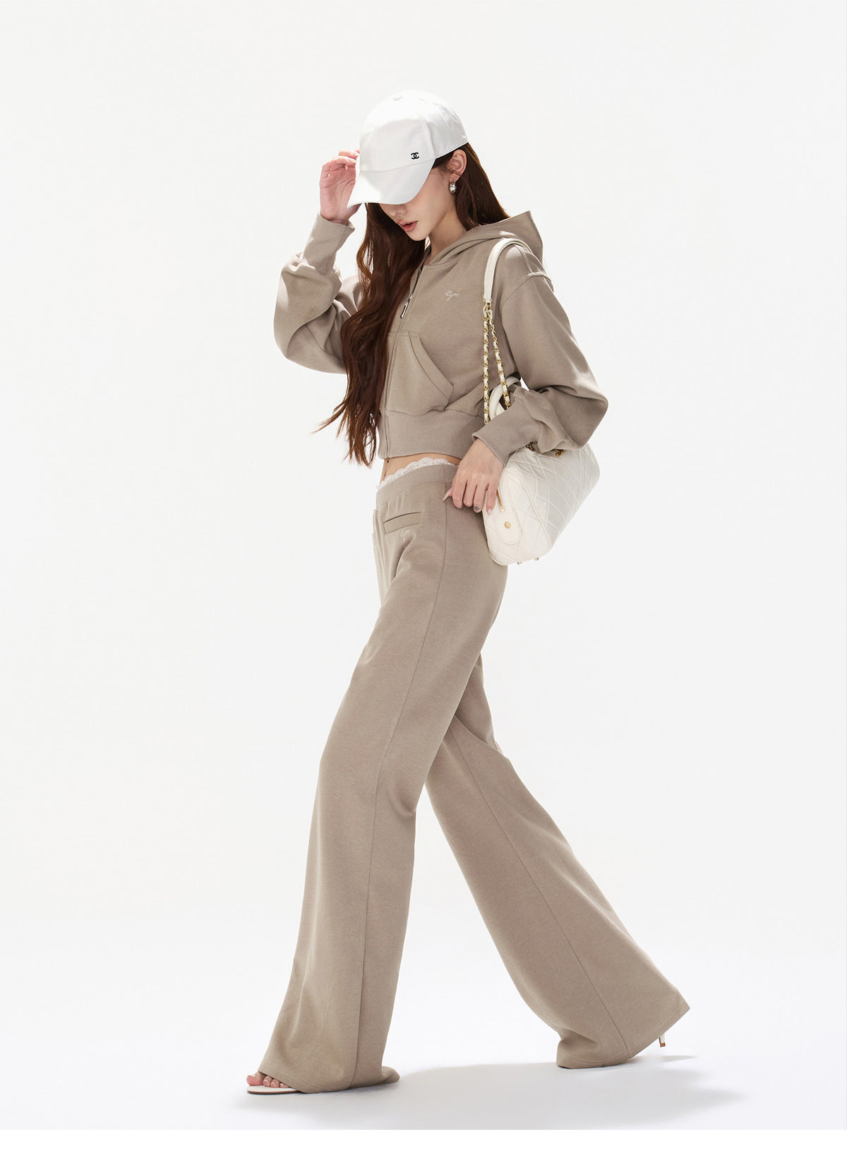 DUSTY SAND CROPPED HOODIE SET