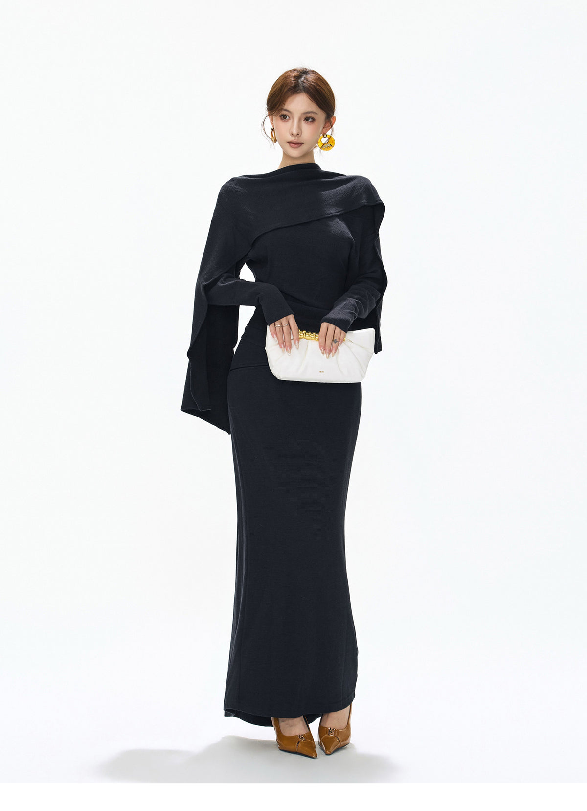 CHANEL STYLE KNIT TWO-PIECE DRESS