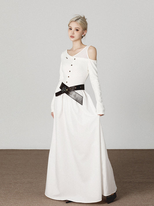 ASYMMETRY SHOULDER BELT DRESS