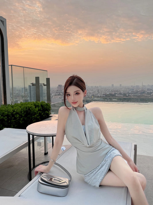 CELEBRITY STYLE HIGH-END TWO PIECE DRESS