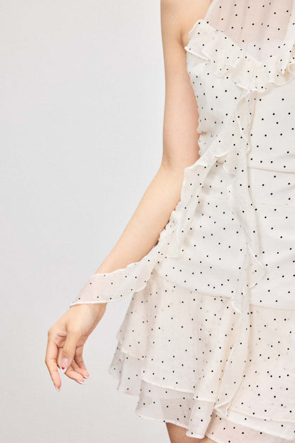 POLKA DOT HALTER NECK DRESS