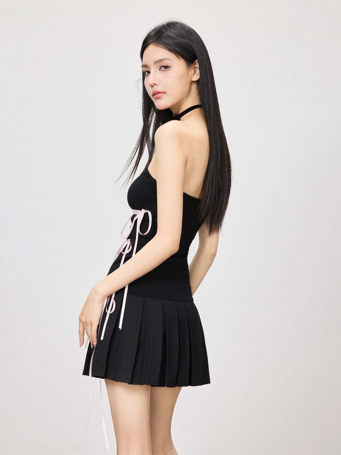 RIBBON PATCHWORK LITTLE BLACK DRESS