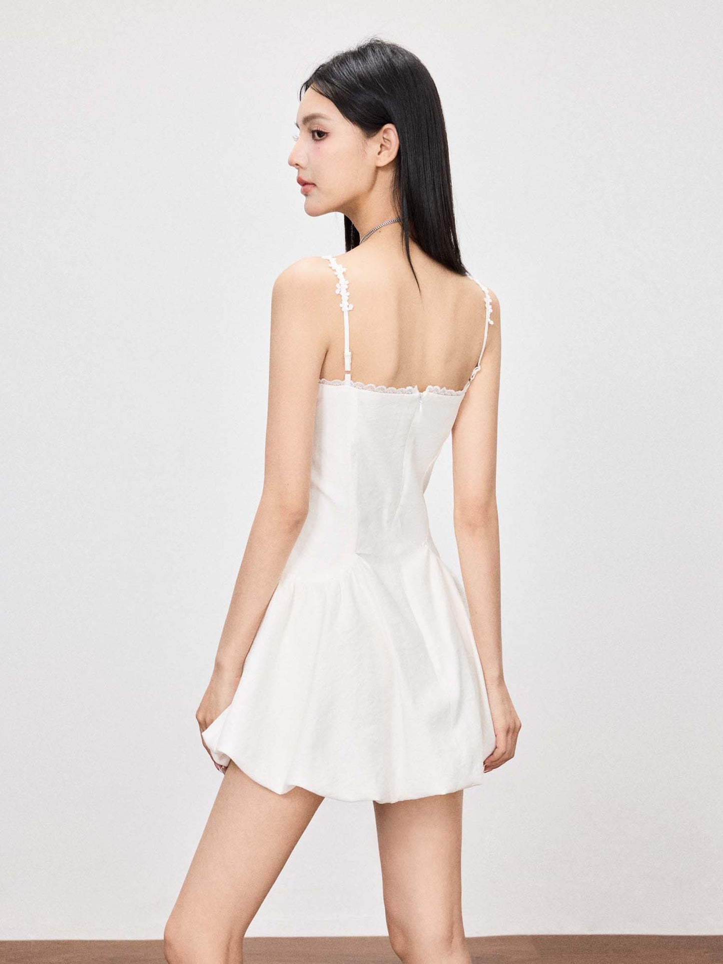 WHITE LACE CAMISOLE DRESS