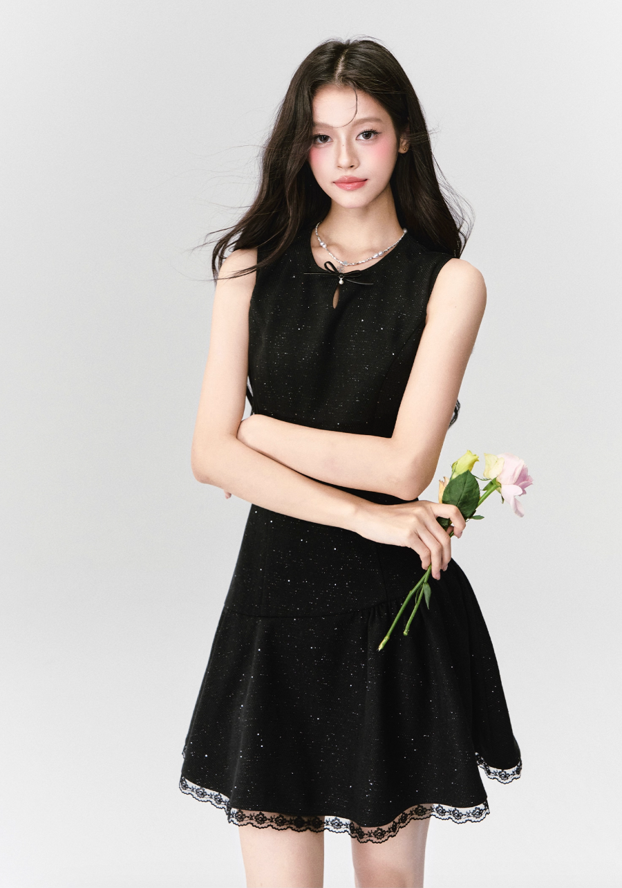 ELEGANT SEQUIN TWEED DRESS & JACKET SET
