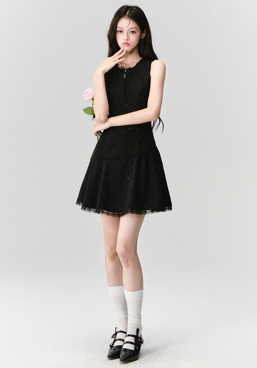 ELEGANT SEQUIN TWEED DRESS & JACKET SET