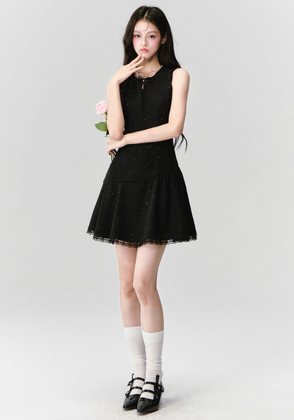 ELEGANT SEQUIN TWEED DRESS & JACKET SET