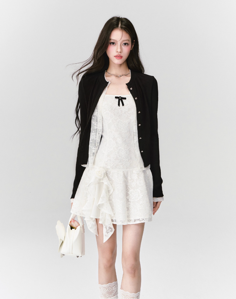 ELEGANT LACE A-LINE SLIP DRESS