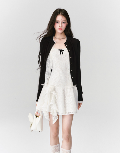ELEGANT LACE A-LINE SLIP DRESS