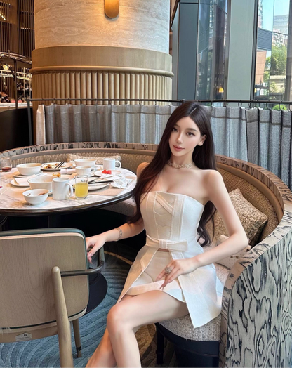 WHITE OFF-SHOULDER RIBBON SET