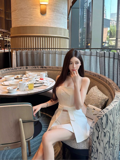 WHITE OFF-SHOULDER RIBBON SET