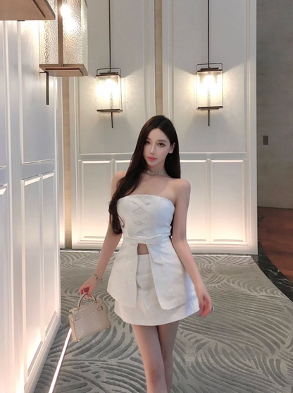 WHITE OFF-SHOULDER RIBBON SET