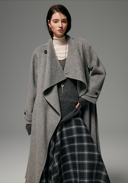 INTELLECTUAL SCARF COLLAR WOOL COAT