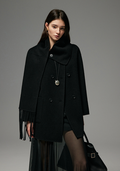 WOOL SCARF-SET CROPPED COAT